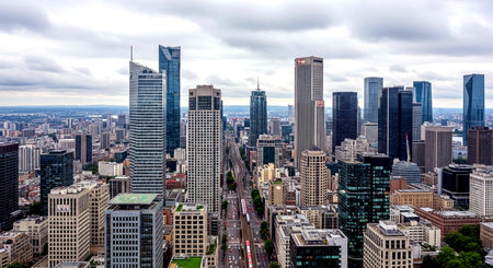 Panoramic view of Frankfurt, Germany. Frankfurt is the capital and largest city of Germany.の素材