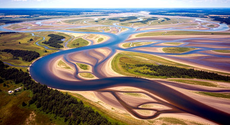 Aerial view of the Sestroretsk estuary in Russiaの素材