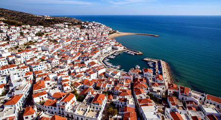 Aerial view of the old town of Kefalonia, Greeceの素材