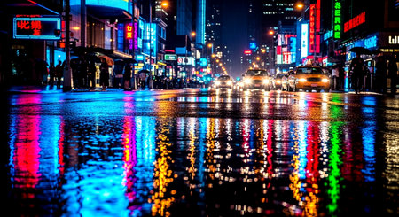 Night view of a street in Hong Kong.の素材
