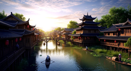 Traditional Chinese architecture in Suzhou, Jiangsu Province, China.の素材