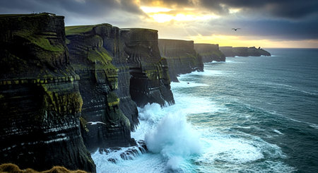 Cliffs of Moher at sunrise, County Clare, Ireland.の素材