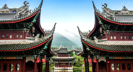 Chinese traditional style pavilion in Hangzhou, China.の素材