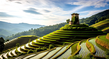 Terraced rice field in Chiangmai, Thailand.の素材