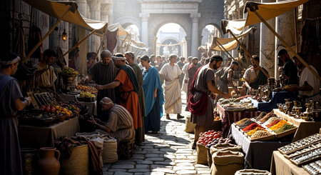 Unidentified people at the market in the Old City of Jerusalem.の素材