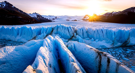 Glacier Lagoon at sunset, Vatnajokull National Park, Icelandの素材