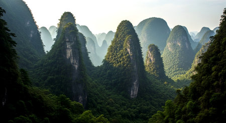 Karst mountains landscape in Guilin, Yangshuo, Chinaの素材