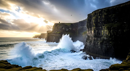 Cliffs of Moher, one of the most popular tourist destinations in Ireland.の素材