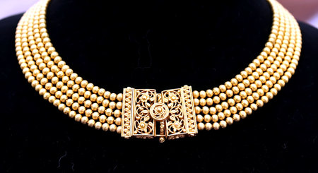 necklace on a black background in the photo studio, close-upの素材