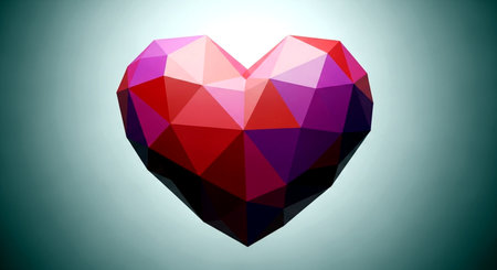 Low polygonal heart on gradient background. Valentines day conceptの素材
