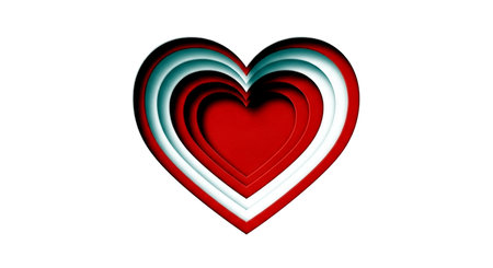 Valentine's day background. Red heart on white background.の素材