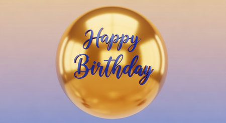 Happy Birthday Ballon Gold 3d Illustration Mock-up Sceneの素材