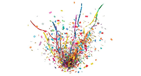 Abstract explosion of confetti. Isolated on a white background.の素材
