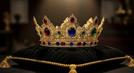 low key image of beautiful queen/king crown. 3d renderingの素材