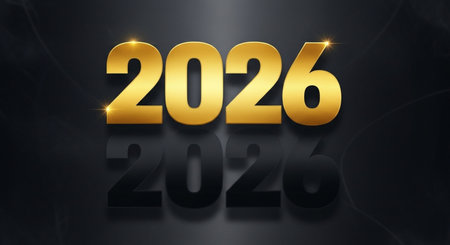 Happy New Year 2016 - 3D Rendered Illustration with golden textの素材