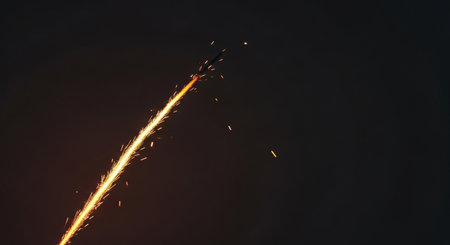 Sparkler on a dark background. Sparks from a fire.の素材