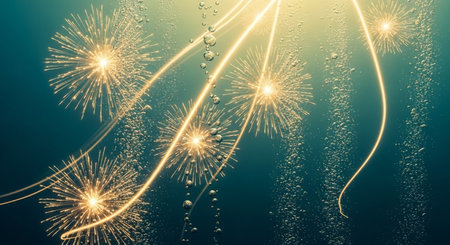 Fireworks background. Fireworks in the night sky. Vector illustrationの素材