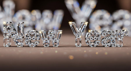 Diamond letters with sparkles on bokeh background. 3D renderingの素材