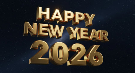Happy New Year 2016 gold 3D text design. Vector illustration.の素材