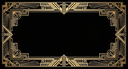 Art deco frame on a black background. Template for design.の素材