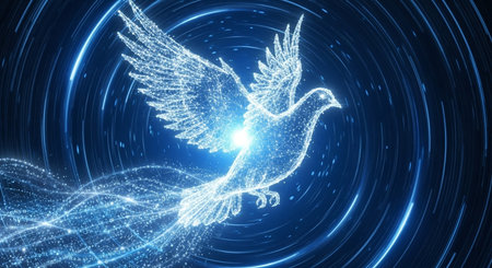 Dove of peace. Abstract digital background. 3D illustration.の素材