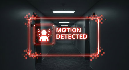 Dark corridor with glowing man icon and text. Modern interior concept. 3D Renderingの素材