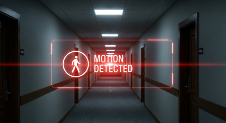 Futuristic interface in a corridor 3D rendering image with textの素材
