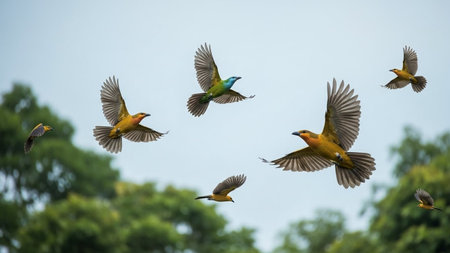 Group of Bee-Eater birds (Merops Apiaster)の素材