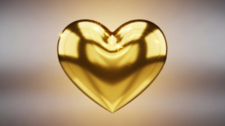 Golden heart on a light background. 3D rendering. High quality photoの素材