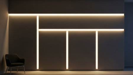 3d rendering of a modern office interior with a concrete wall and a chairの素材