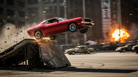 Car accident on the road. Accident in the city at nightの素材