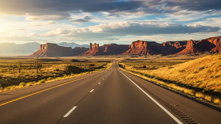 Road in Monument Valley, Arizona, USA. Panoramic view.の素材
