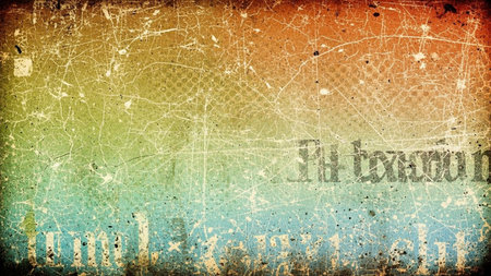 A vibrant and textured grunge background with a gradient of colors and distressed elements.の素材