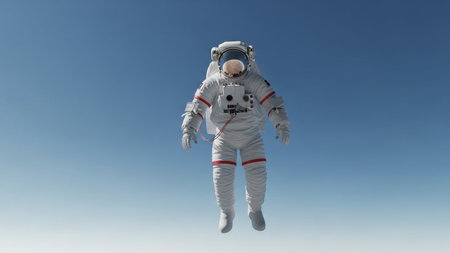 Astronaut floating in the blue sky. 3d rendering.の素材