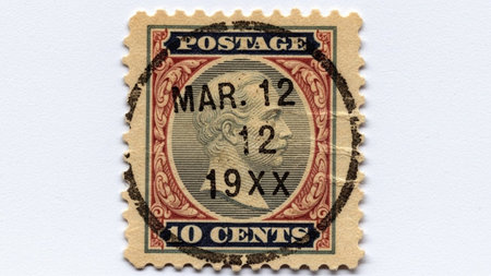 A stamp printed in the USA shows image of the Postage Stamp.の素材