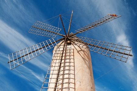 traditional windmill in palma, mallorca の写真素材
