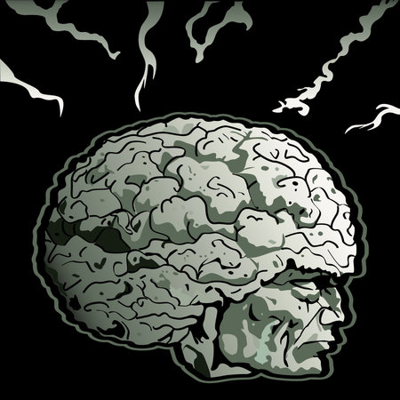 human brain on a black background. Vector illustrationのイラスト素材