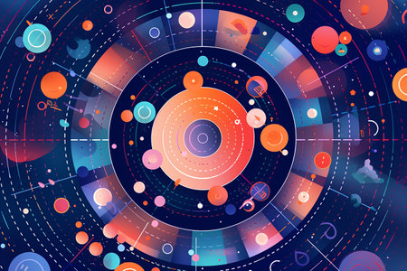 Gradient geometric models on dark backgroundの素材