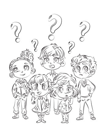 Vector a plain sketch of a kids thinkingのイラスト素材
