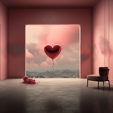Valentines concept with heart balloon.の素材