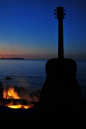 Silhouette Of Guitarの写真素材
