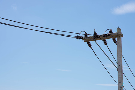 Energy and technology  electrical post by the roadの写真素材