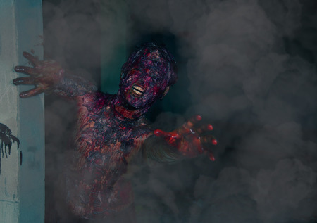 Man who burned the Horror of a in an abandoned buildingの写真素材