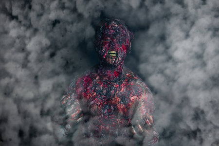 Man who burned the Horror of a in an abandoned buildingの写真素材