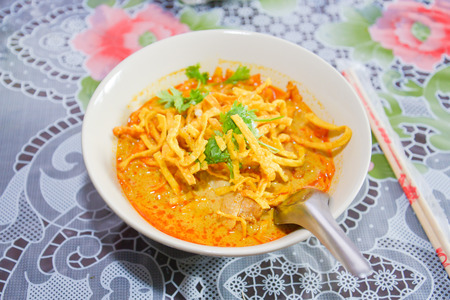Noodle Khao soi , Thai food backgroundの写真素材