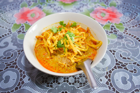 Noodle Khao soi , Thai food backgroundの写真素材