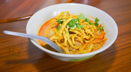 Noodle Khao soi , Thai food backgroundの写真素材