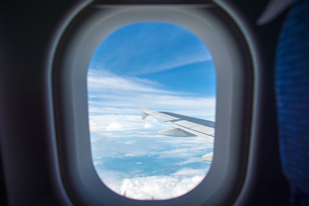 Wing of an airplane flying in the sky so beautiful.