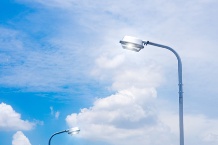 Street light against the skyの写真素材