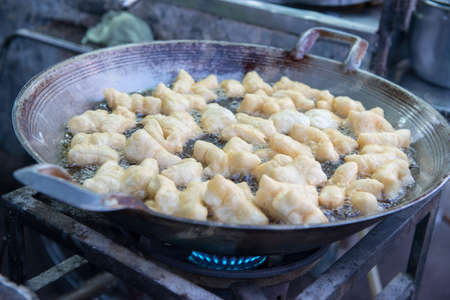 deep-fried dough stick on the panの写真素材